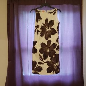 Cream dress with brown flowers